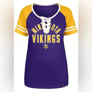 New Era Top Purple Minnesota Vikings Lace Up Short Sleeve Tee Shirt Size Medium